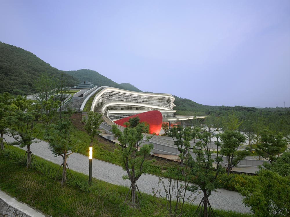 Fangshan Tangshan National Geopark Museum, Nanjing, China By Odile Decq, 2015. Exterior