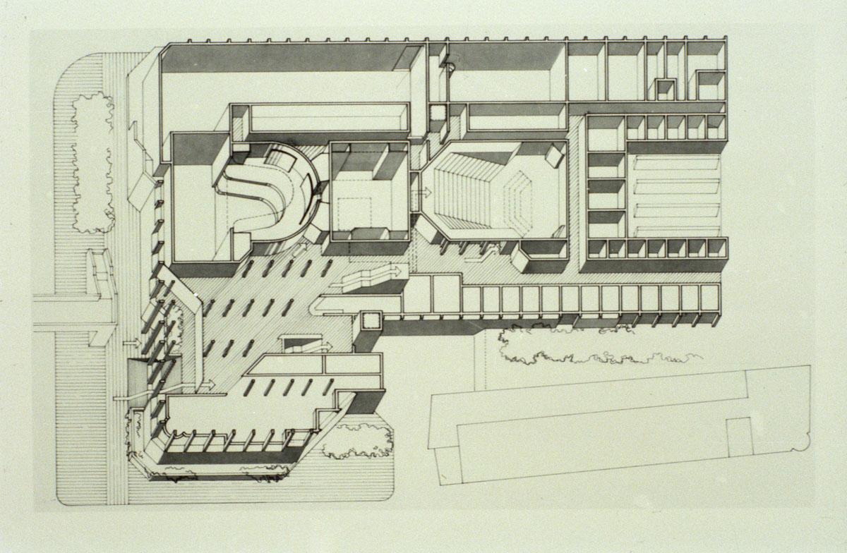 Royal Scottish Academy Of Music & Drama, Glasgow, 1987. Axonometric Plan At First Floor Level