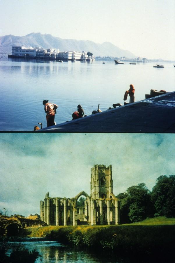 Top: Lake Palace, Udaipur, India. Bottom: Fountains Abbey, Yorkshire