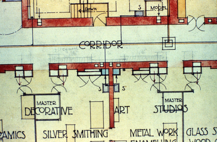 Glasgow School Of Art. Part Plan Of Ground Floor Corridor