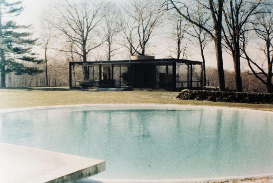 Philip Johnson Weekend House & Guest House, New Canaan, Connecticut, 1949. View Of Weekend House From Guest House