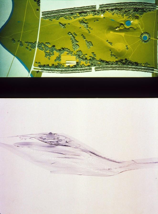 Milton Keynes. Top: Central Park. Bottom: Contour Axonometric Drawing