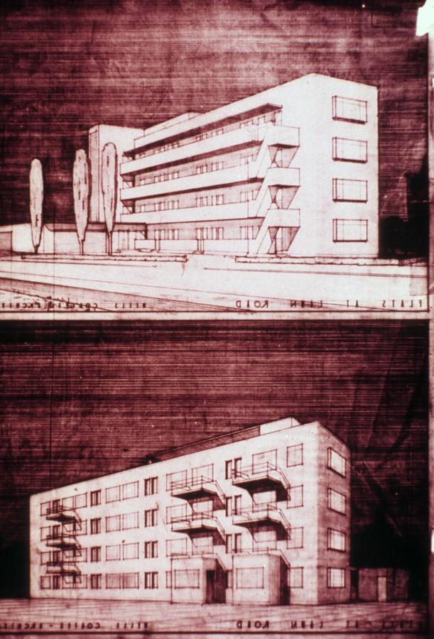 Wells Coates' Front & Back Perspectives Of Lawn Road Flats
