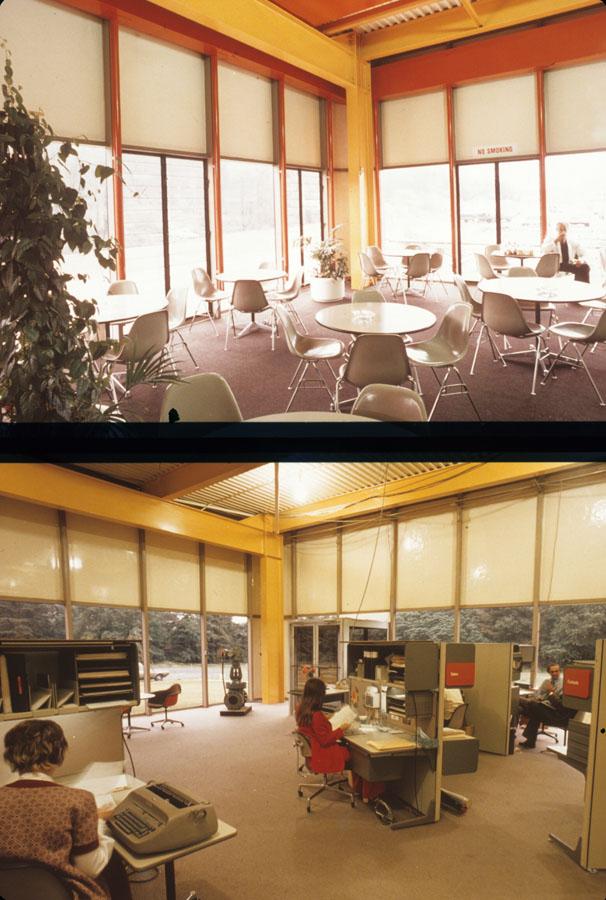 Rotork Controls, Bath, UK. Interiors: Canteen Area In Rotork, Bath, UK (Top) & Offices In Rotork, USA (Bottom)
