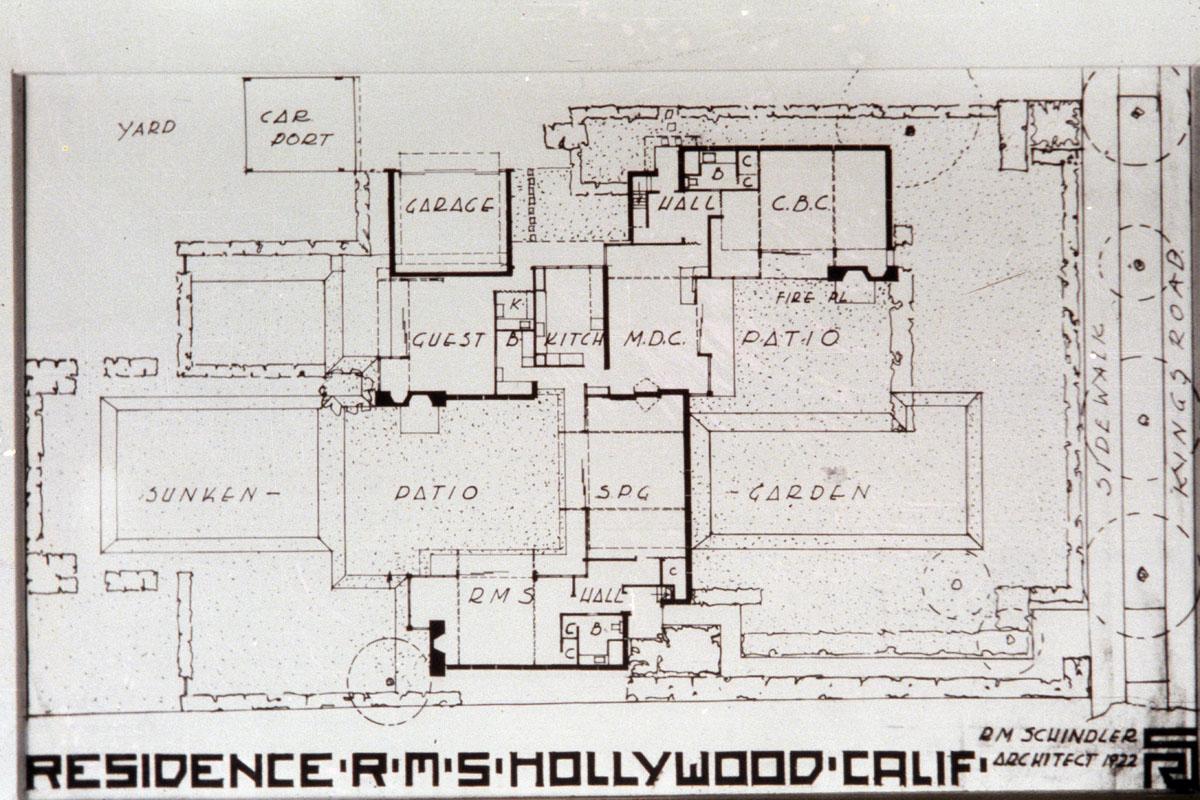 Schindler House, King's Road, Los Angeles, 1921. Plan