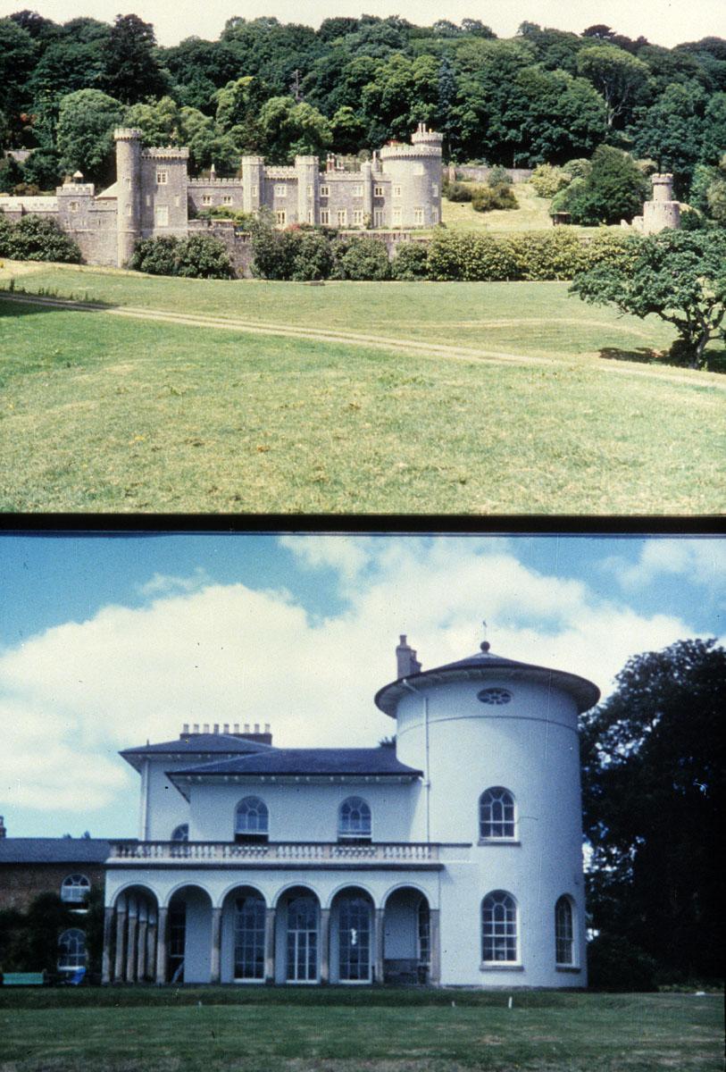 Top: Caerhays Castle, Cornwall, 1808. Bottom: Cronkhill, Near Shrewsbury, c. 1802