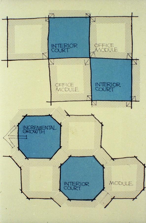 The Intelsat Building. Schematic Plan Of Office Modules & Courts
